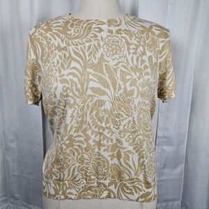 Lauren Ralph Lauren Black Label 60/40 Cotton Modal Floral Short Sleeve Sweater